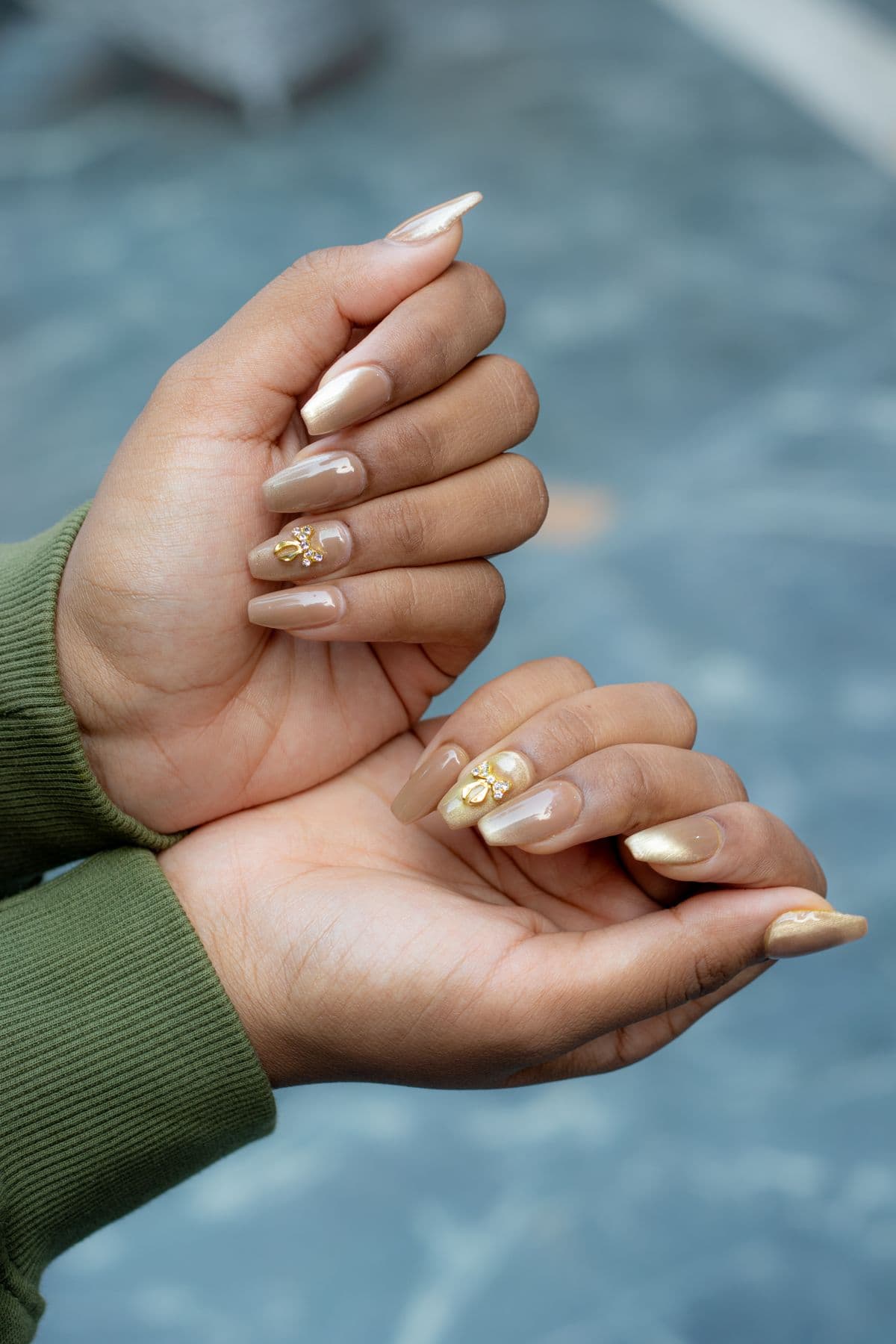 Chrome nails with charms