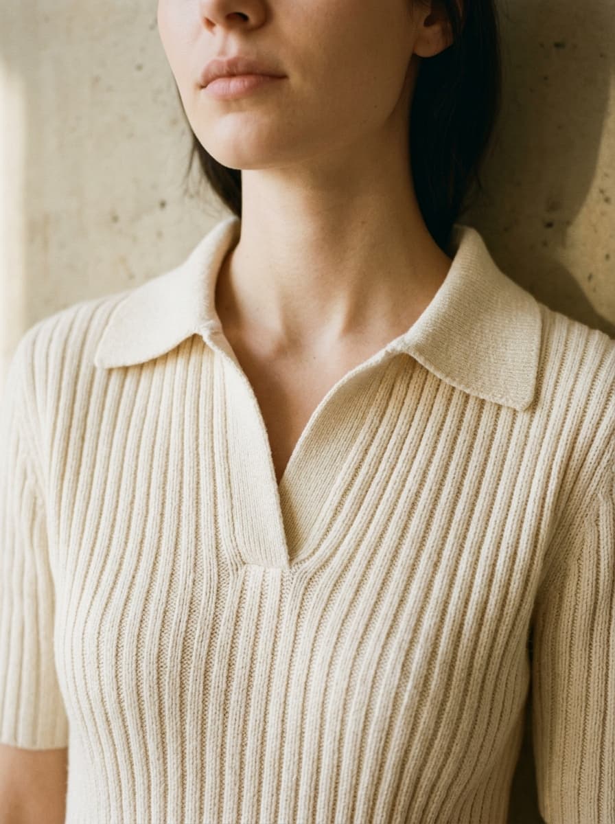 Ribbed Knit Polo